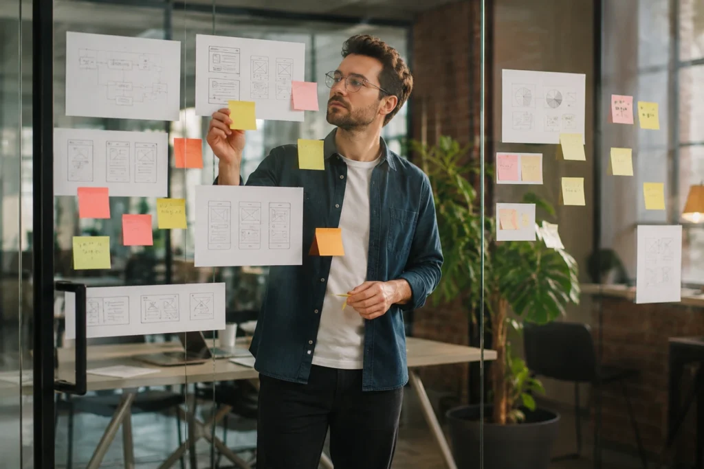 Designer using design thinking workflow